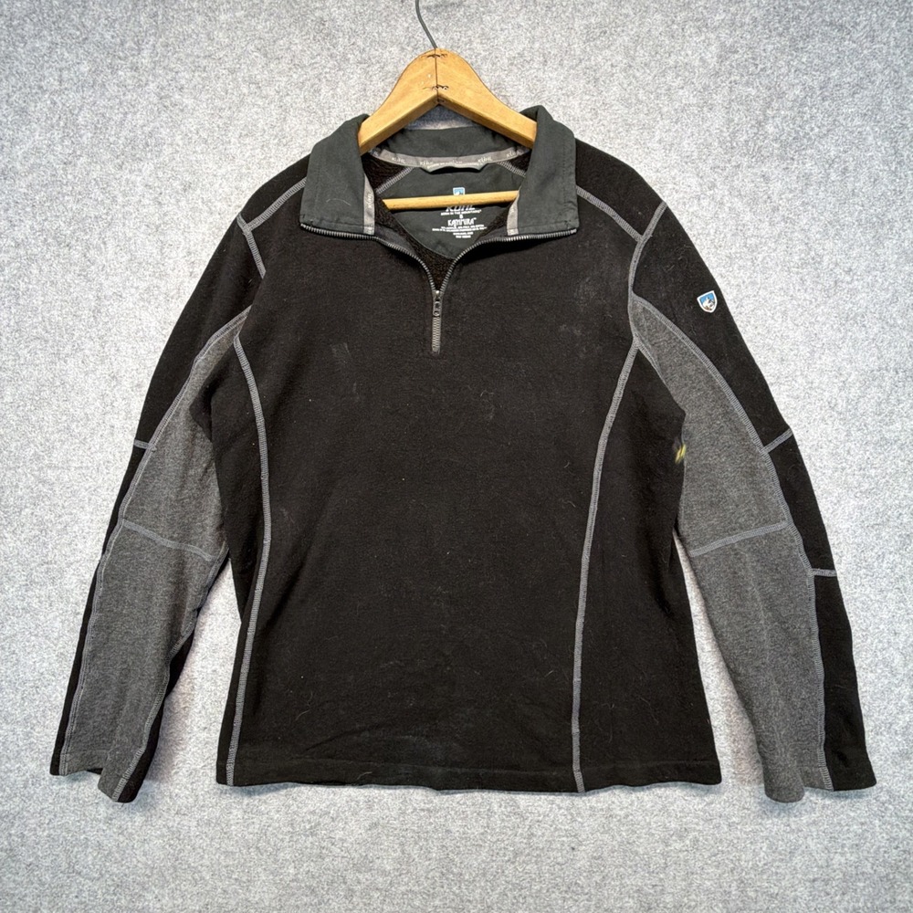KUHL Kashmira Fleece 1/4 Zip Pullover Mens Small Black Hiking Sweatshirt Outdoor